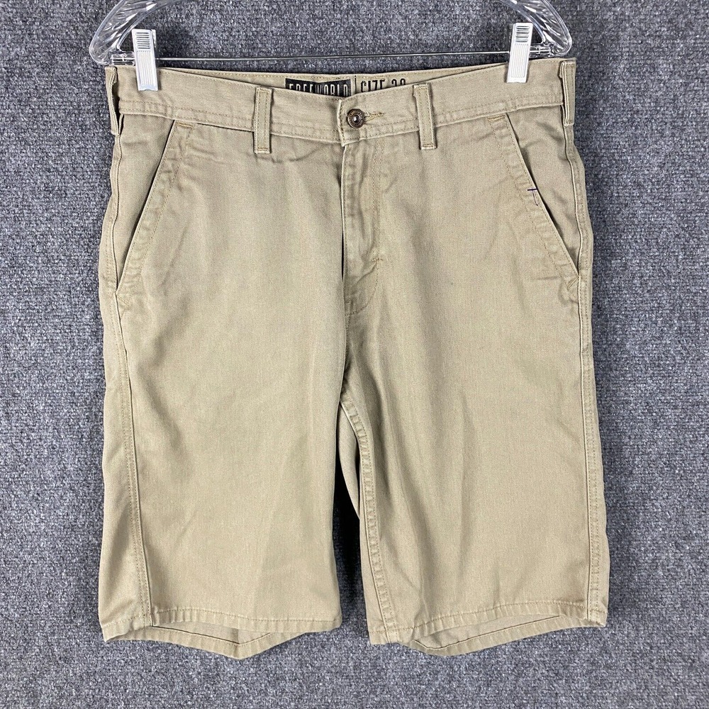 Free World Bermuda Shorts Men's 32 Beige Cotton‎ Blend Adults